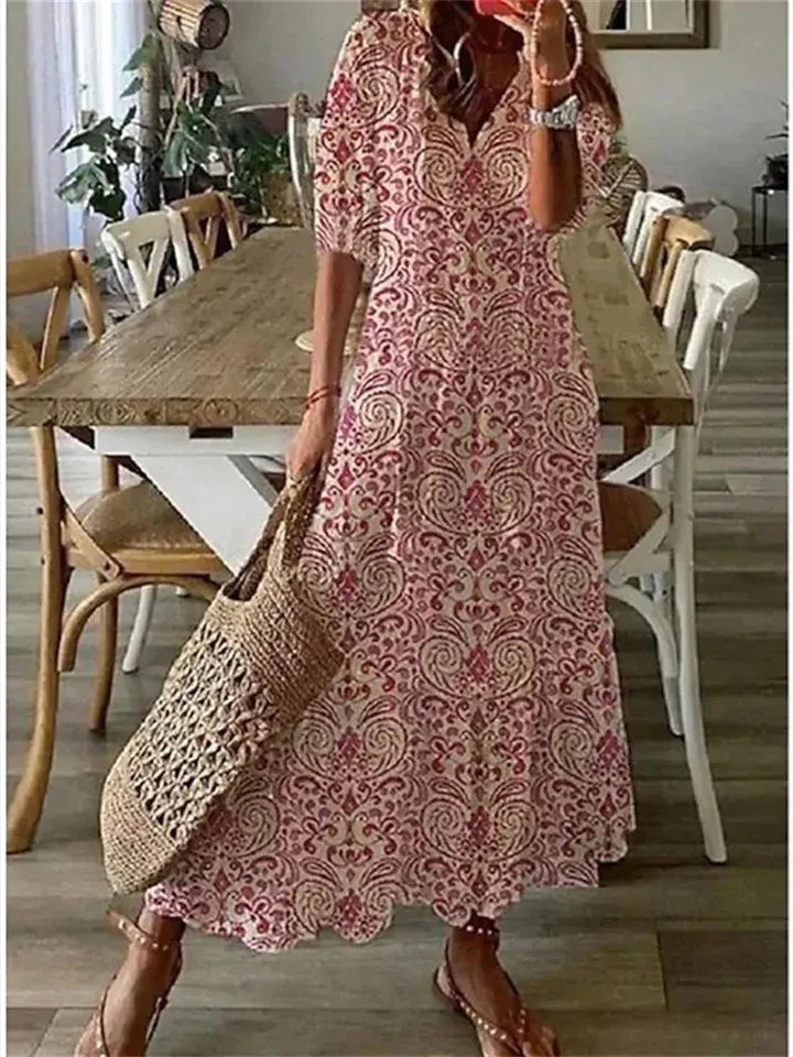 Drawstring Floral Maxi Dress