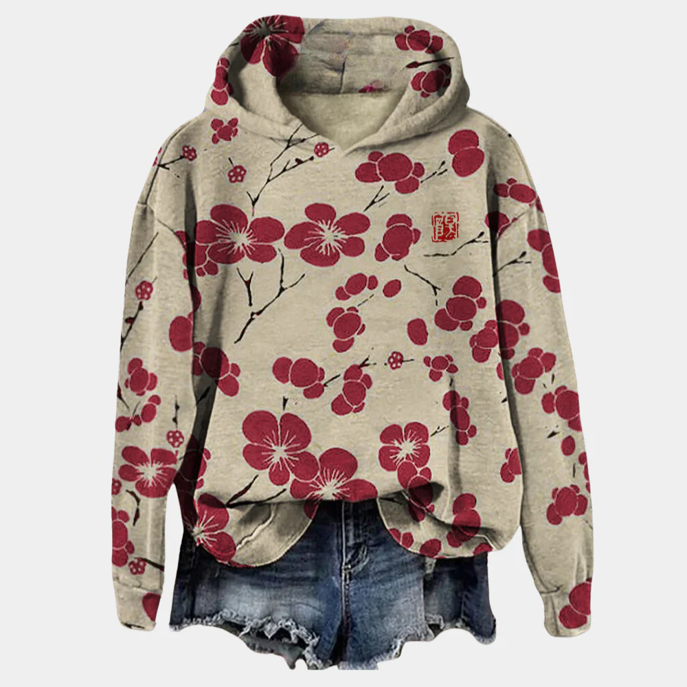 Fall Floral Print Hoodie
