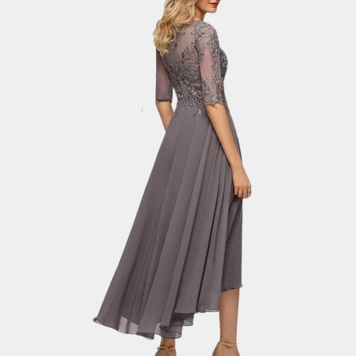 Embroidered A-Line Midi Dress