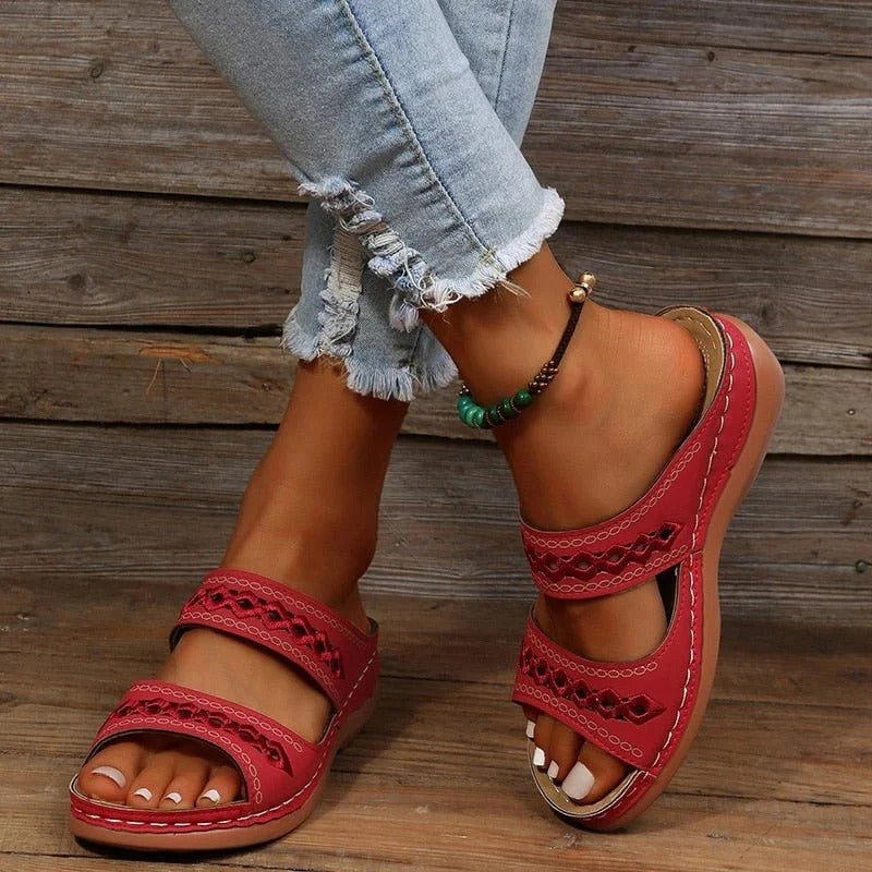Cutout Strap Slide Sandals