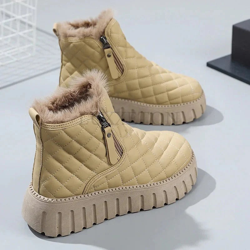 Fall Quilted Shearling Boots