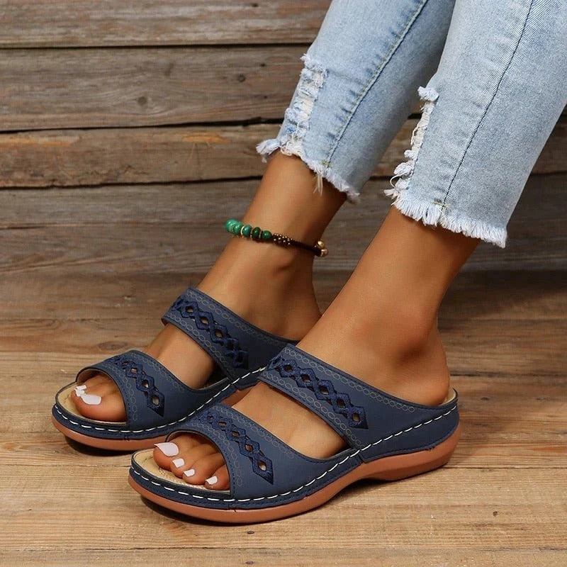 Cutout Strap Slide Sandals