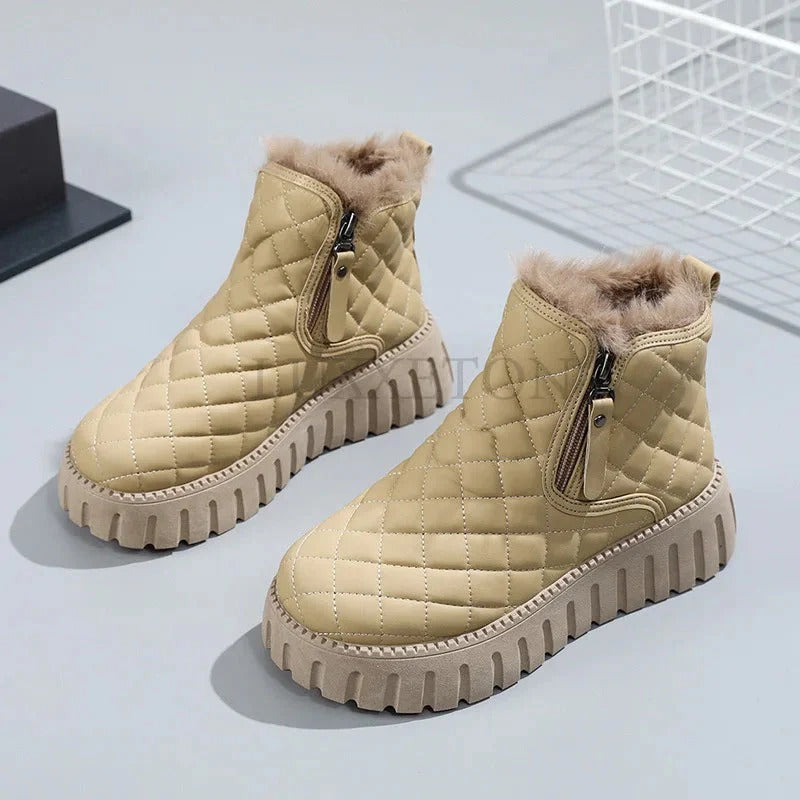 Fall Quilted Shearling Boots