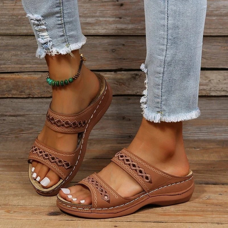 Cutout Strap Slide Sandals