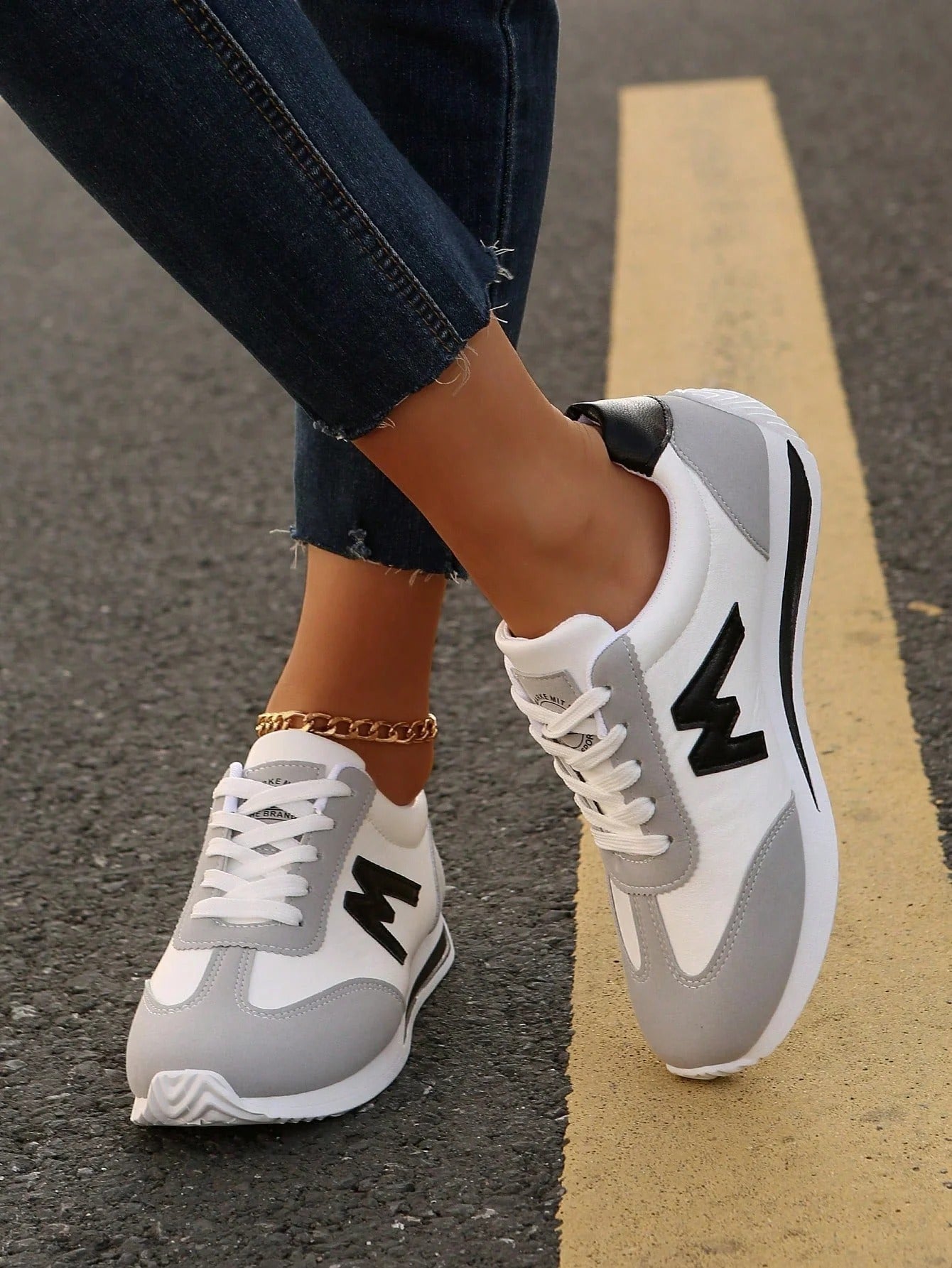 Striped Lace-Up Sneakers