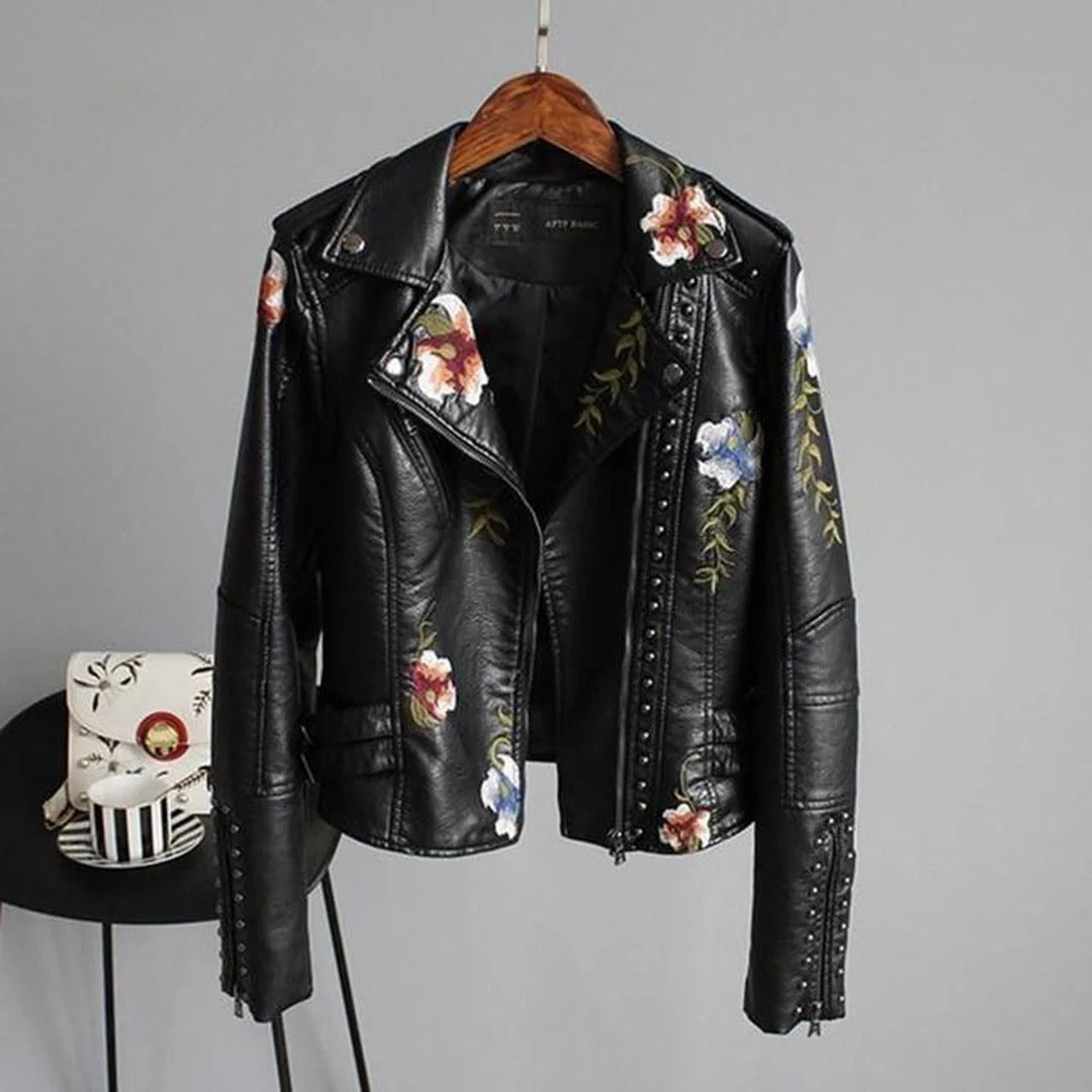 Fall Embroidered Moto Jacket