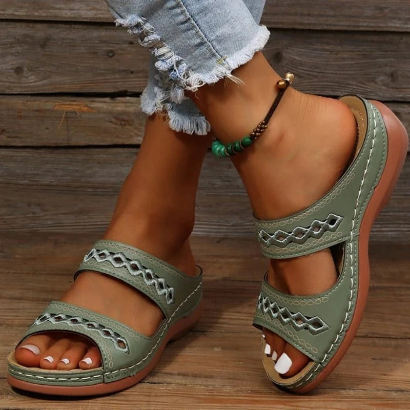 Cutout Strap Slide Sandals