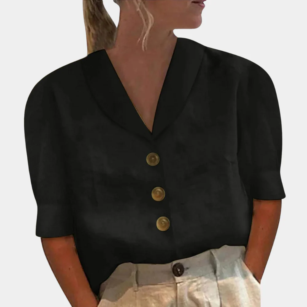 Short-Sleeve Button Blouse