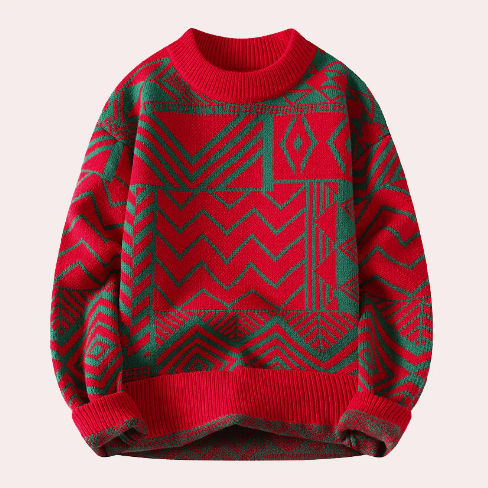 Fall Graphic Panel Knit Sweater