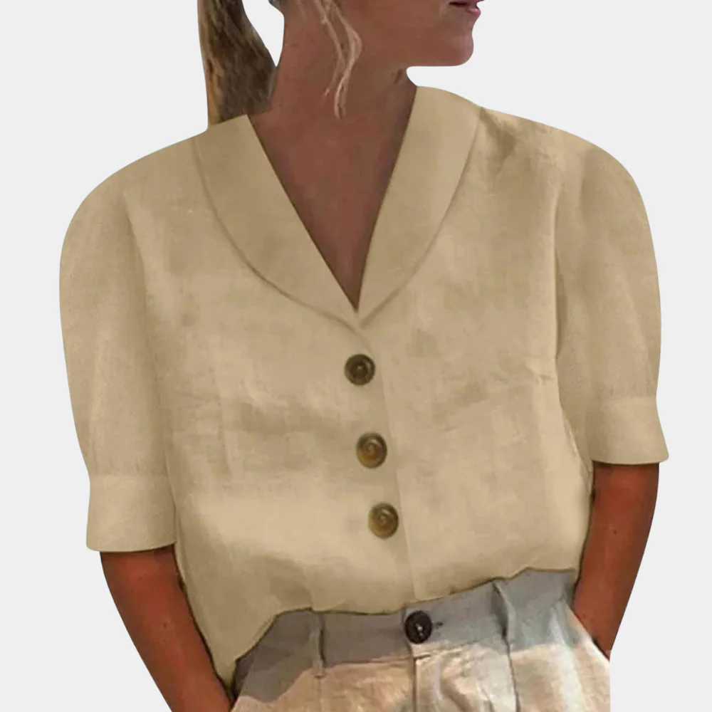 Short-Sleeve Button Blouse