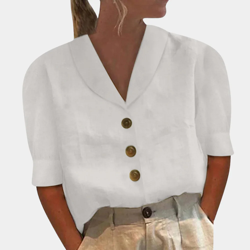 Short-Sleeve Button Blouse