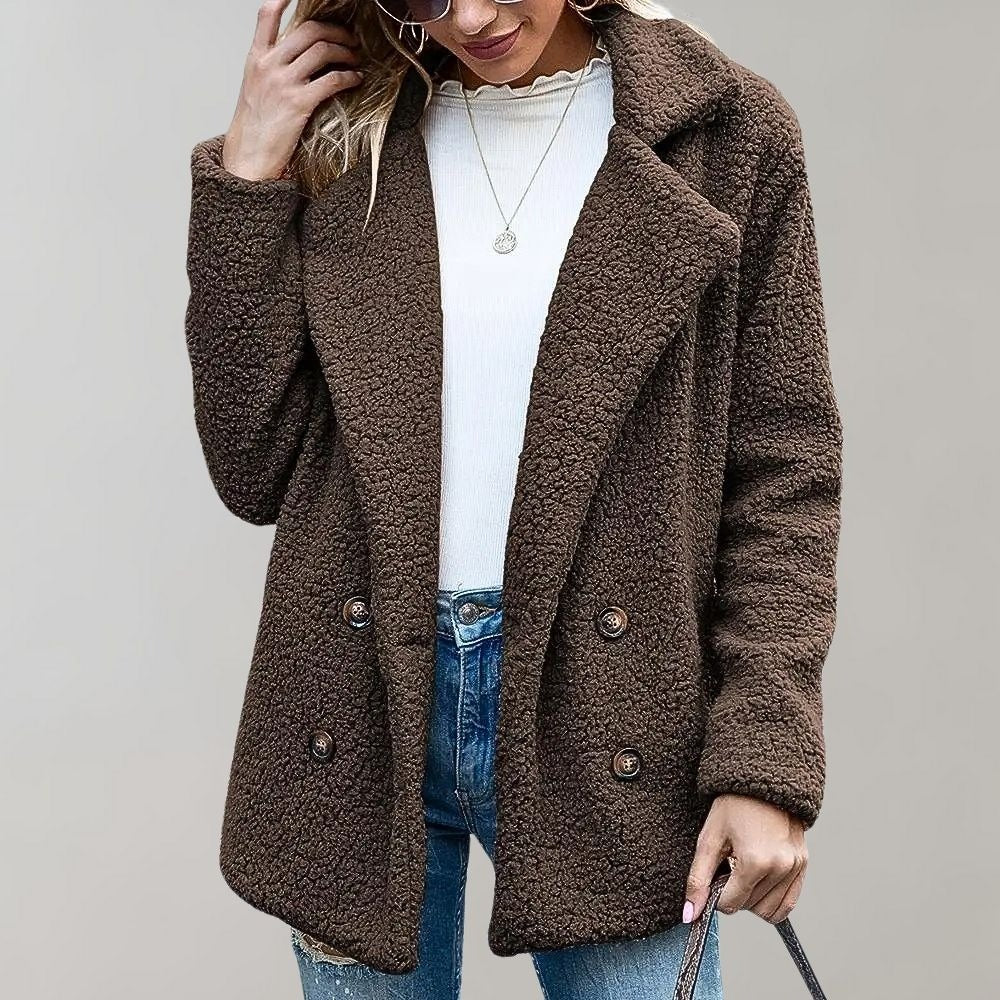 Textured Double-Breasted Short Coat