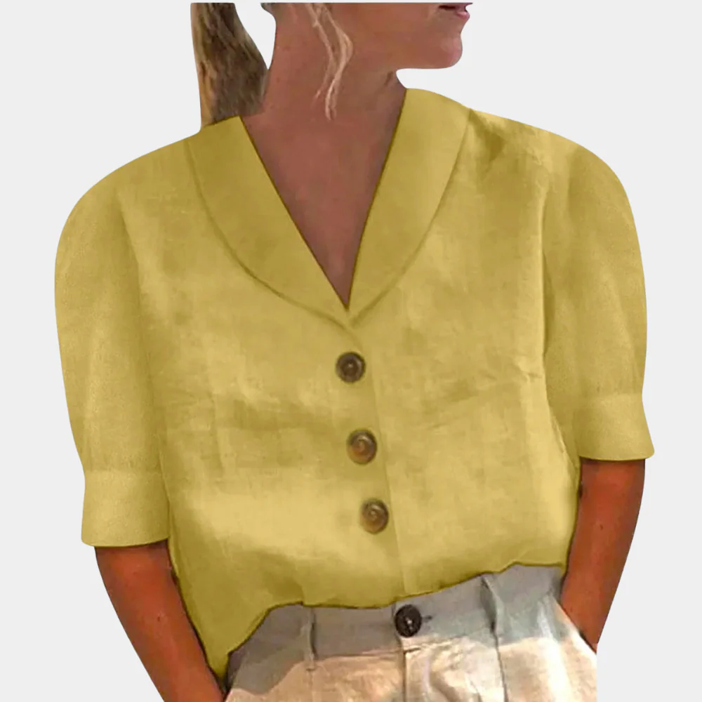 Short-Sleeve Button Blouse