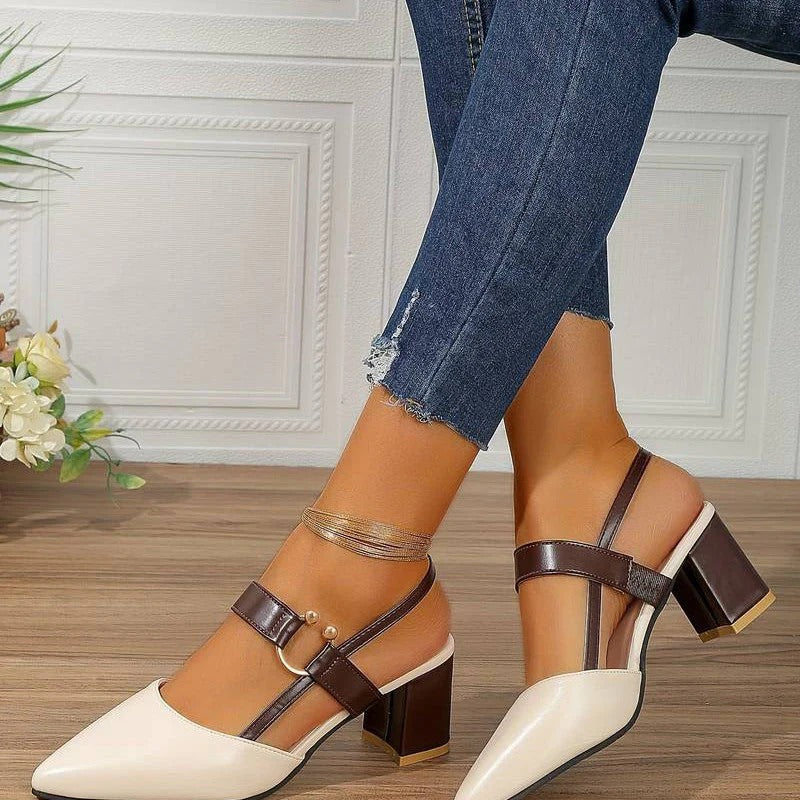 Two-Tone Block Heel Pumps