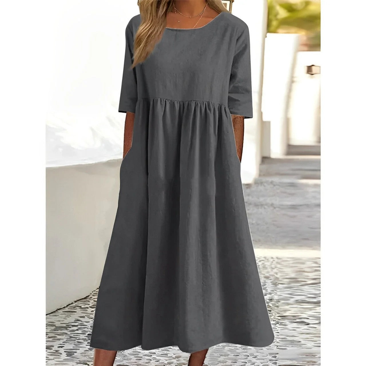 Box Pleat Midi Dress