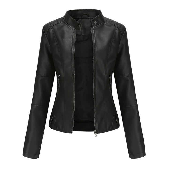 Cropped Moto Zip Jacket