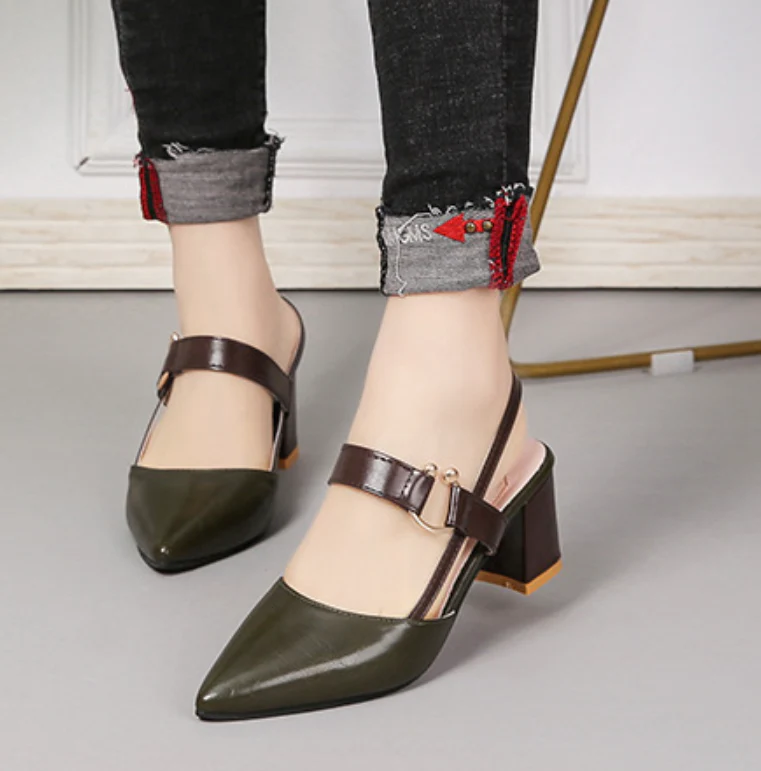 Two-Tone Block Heel Pumps