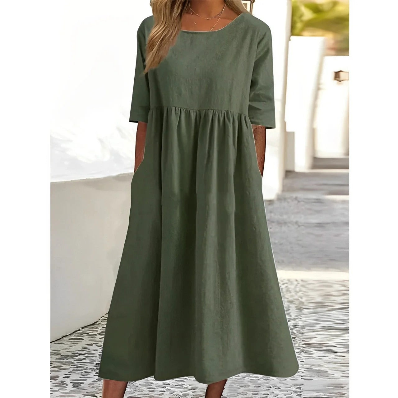 Box Pleat Midi Dress