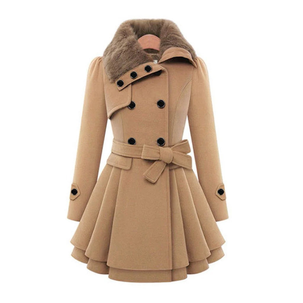 Double-Breasted Fit-and-Flare Coat