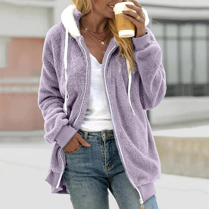 Zip Hoodie with Contrast Lining