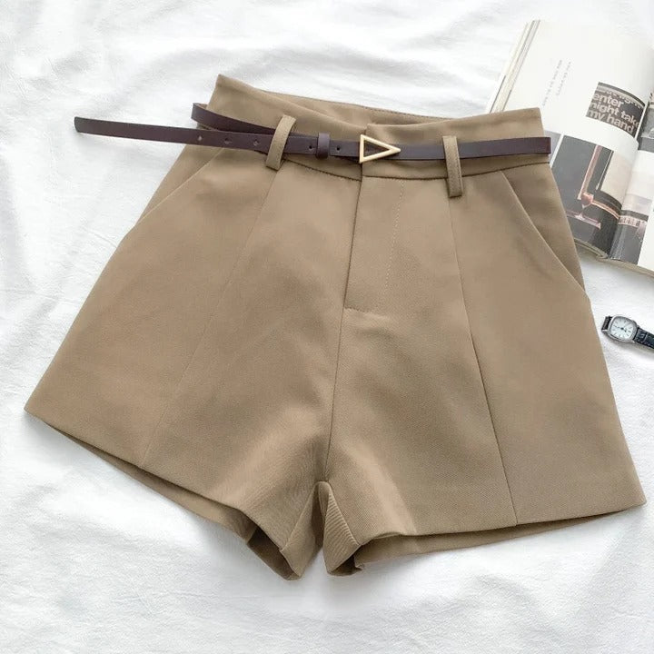 Triangle Buckle High-Waist Shorts