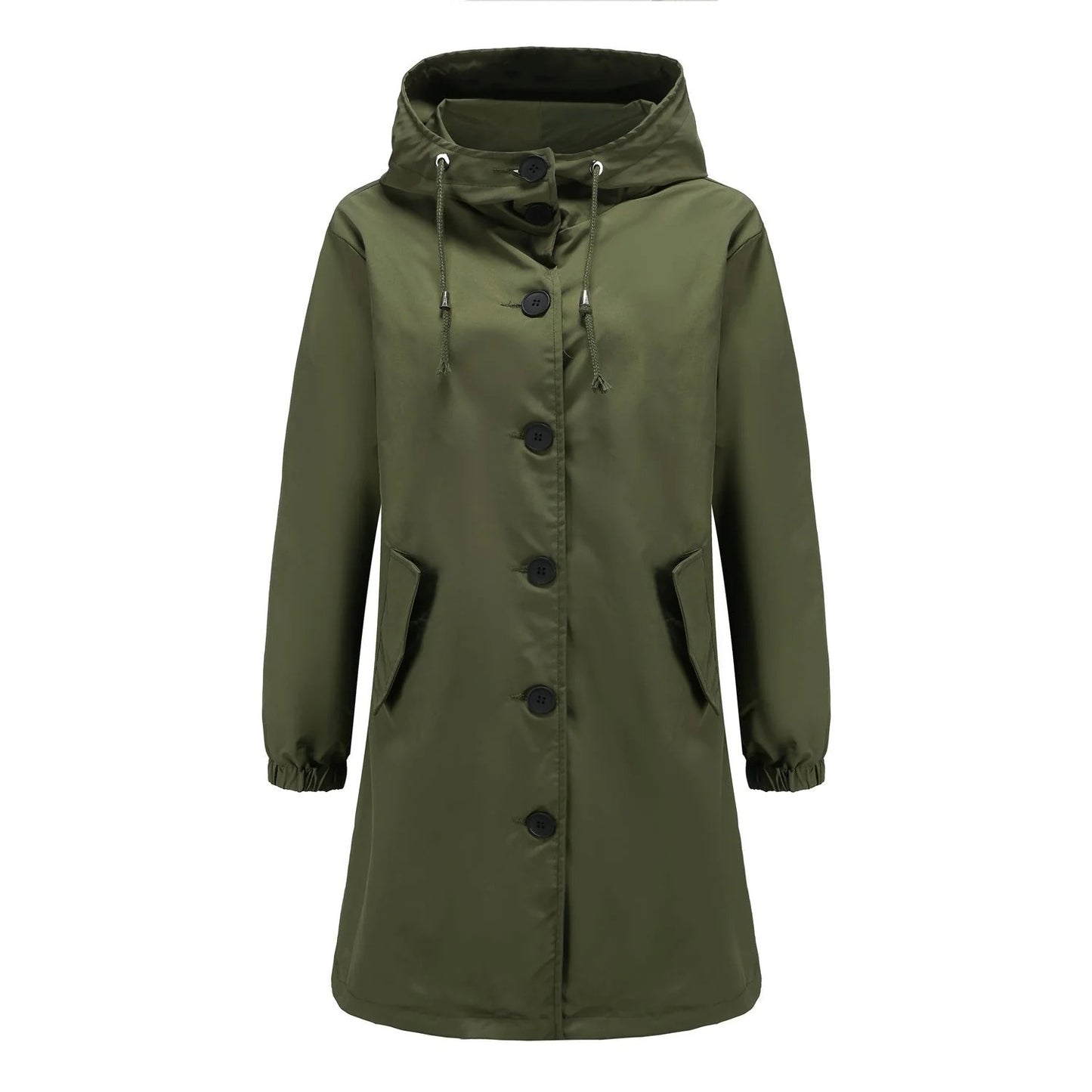 Fall Hooded Single-Breasted Coat