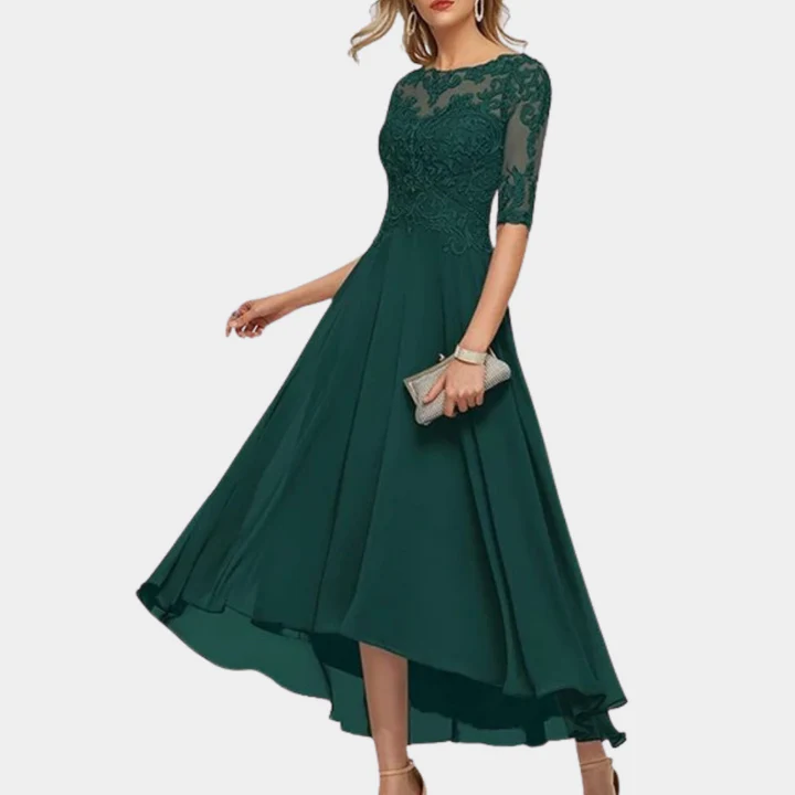 Embroidered A-Line Midi Dress
