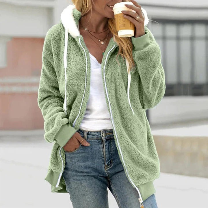 Zip Hoodie with Contrast Lining