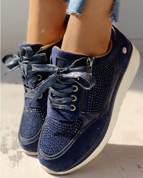 Zip Detail Studded Sneakers