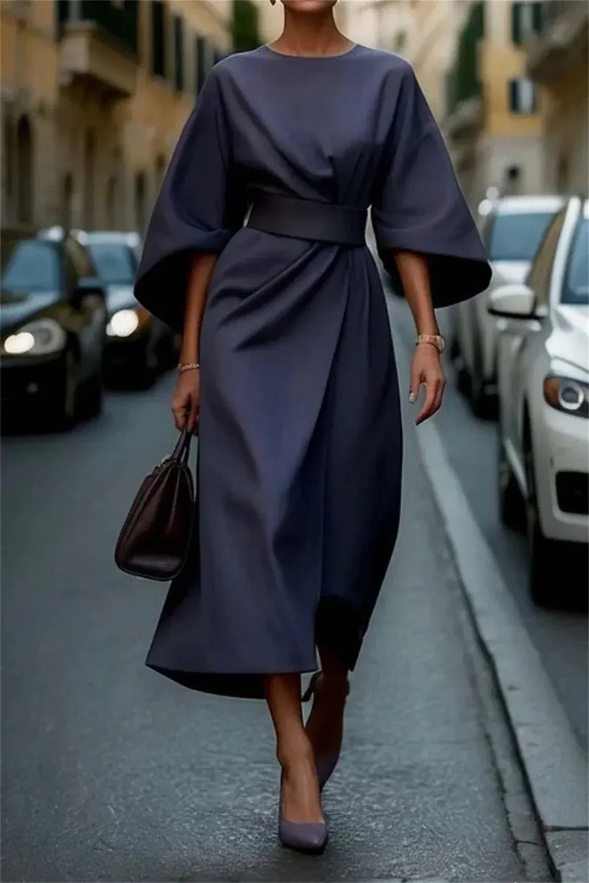 Structured Batwing Midi Dress