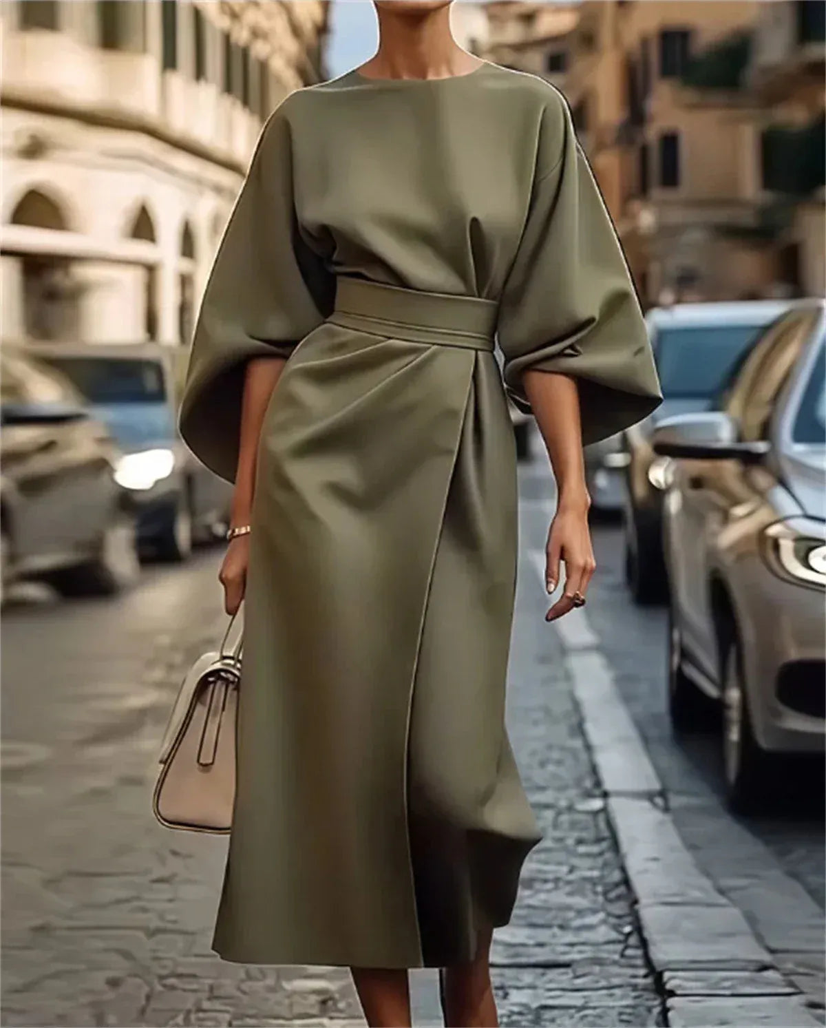 Structured Batwing Midi Dress