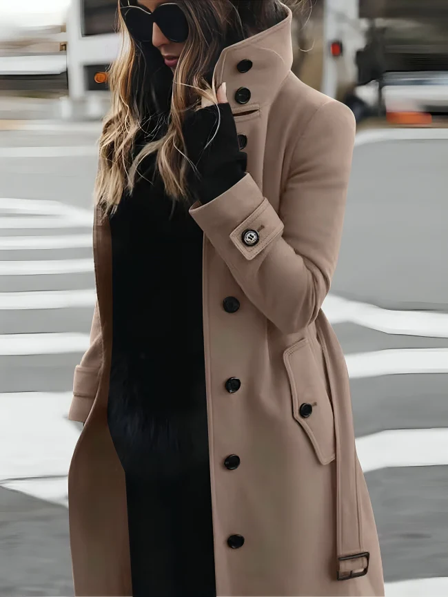Fall High-Collar Tailored Coat