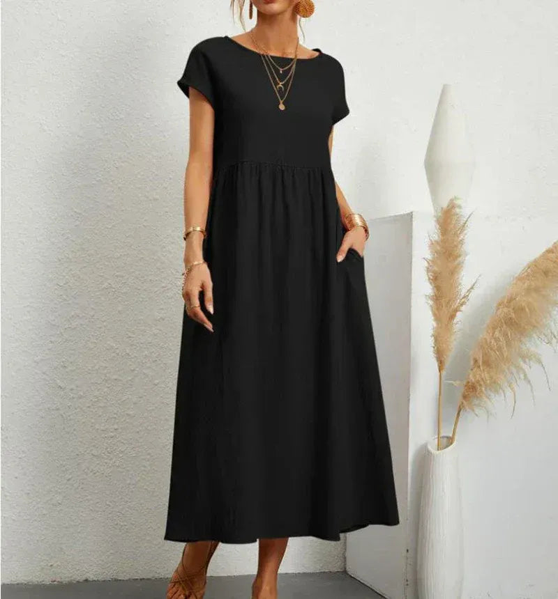 Cap Sleeve A-Line Midi Dress