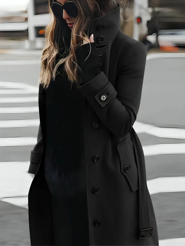 Fall High-Collar Tailored Coat