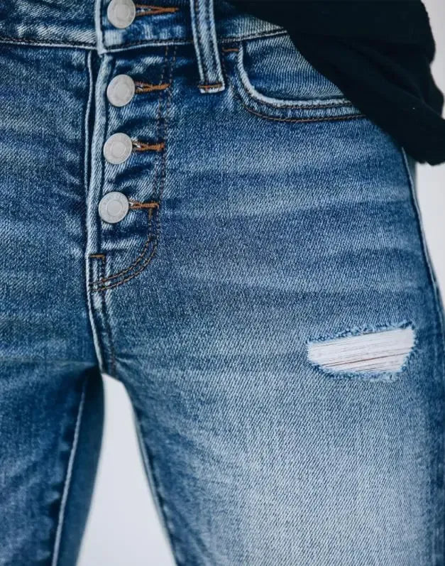 Button Fly Skinny Jeans