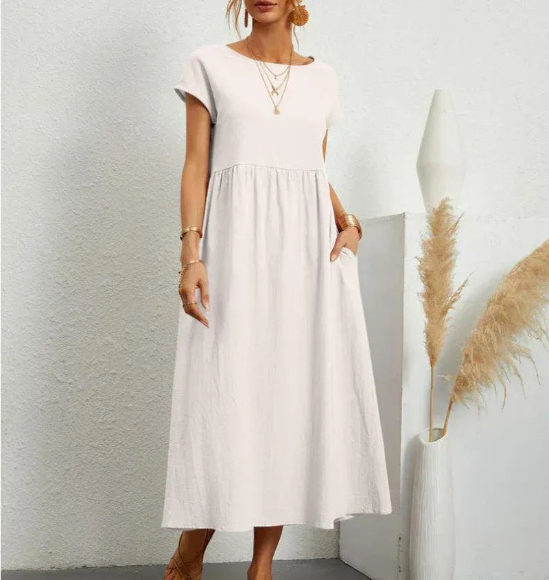 Cap Sleeve A-Line Midi Dress