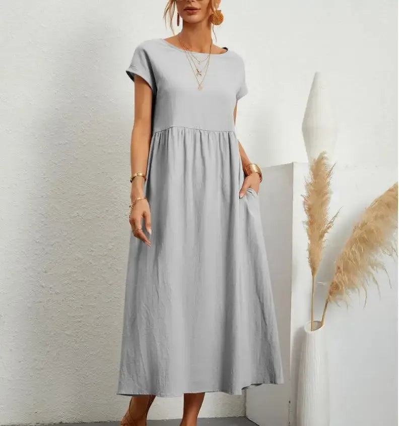 Cap Sleeve A-Line Midi Dress