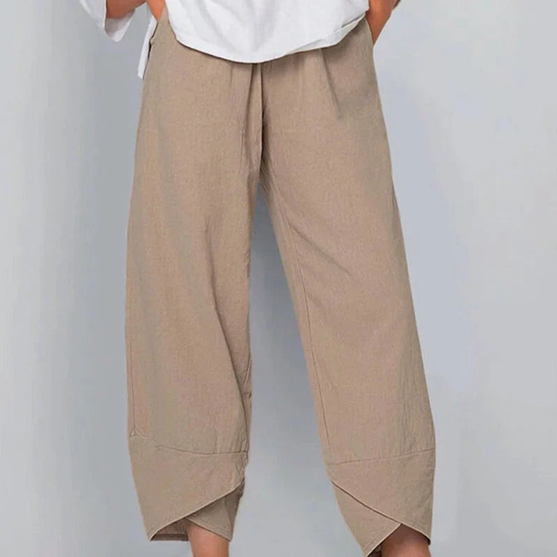 Cropped Overlap Hem Pants