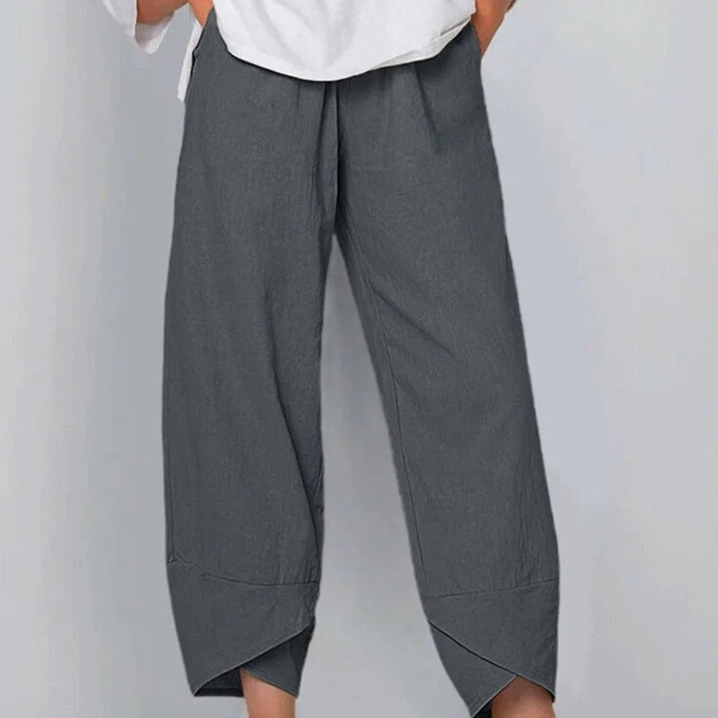 Cropped Overlap Hem Pants