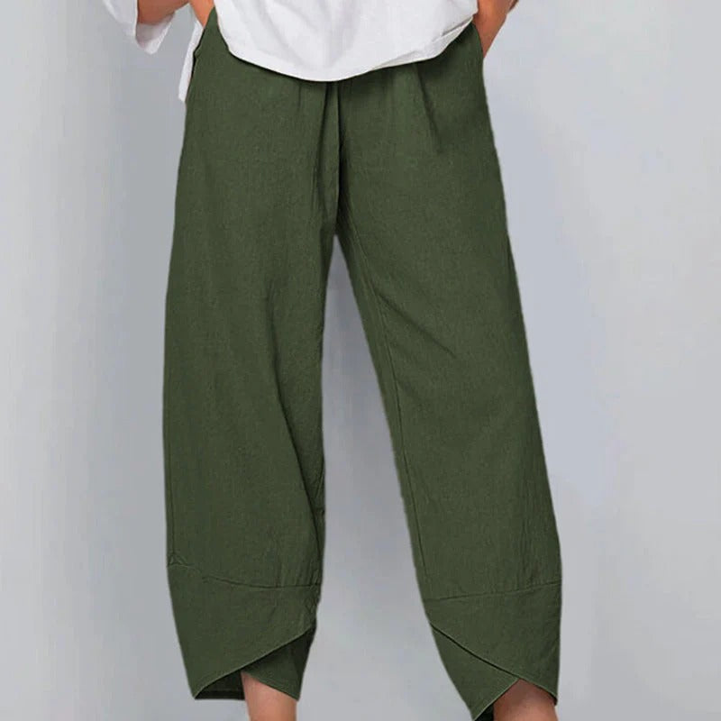 Cropped Overlap Hem Pants