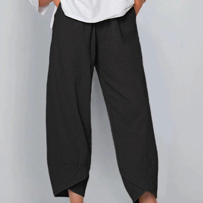 Cropped Overlap Hem Pants