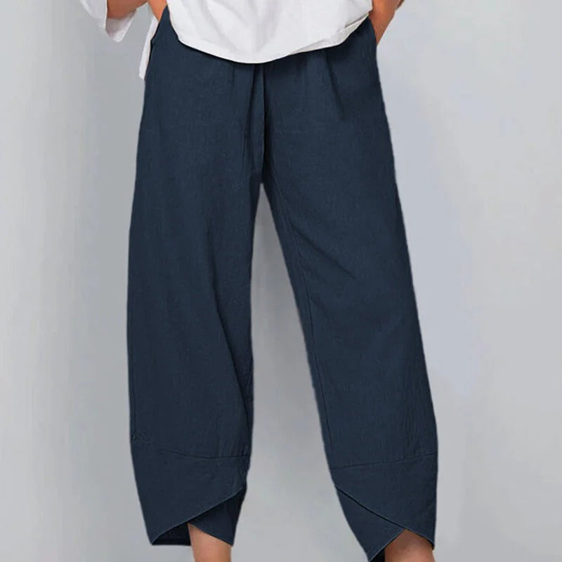 Cropped Overlap Hem Pants