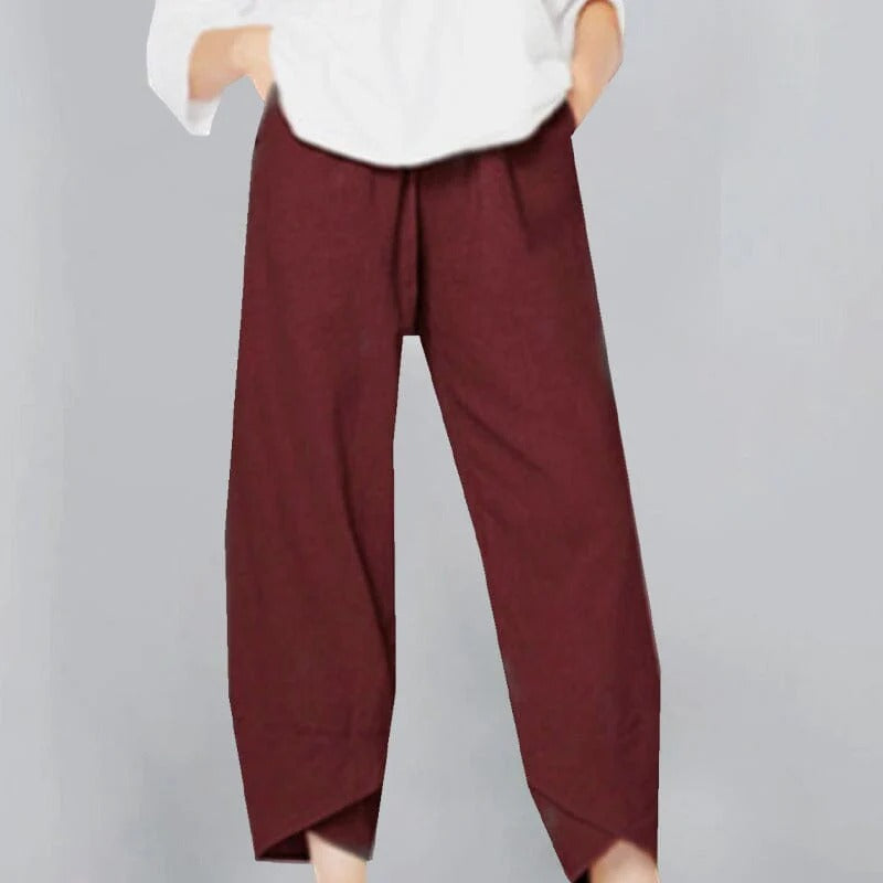 Cropped Overlap Hem Pants