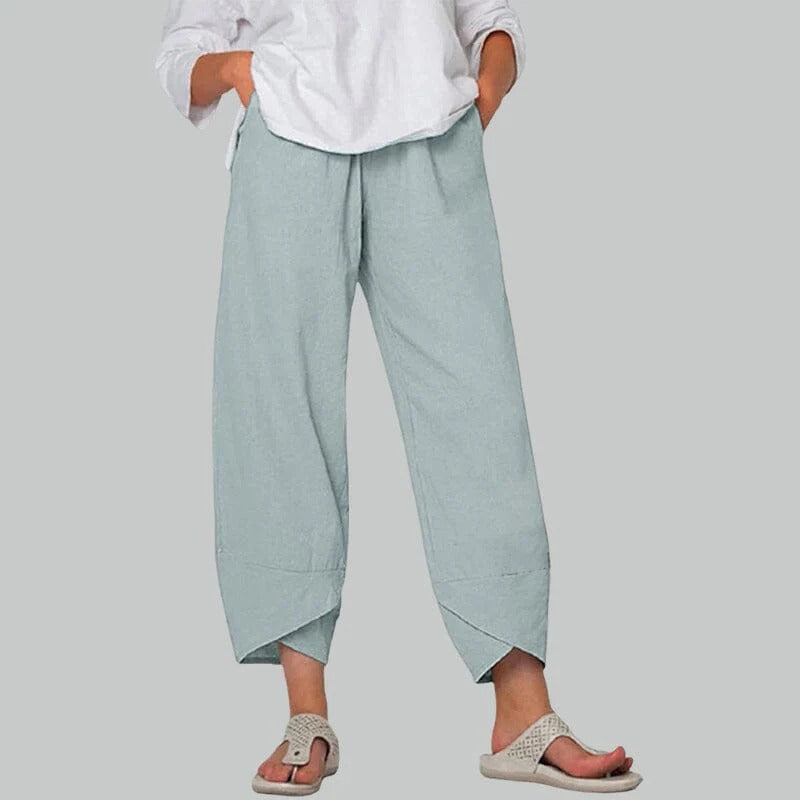 Cropped Overlap Hem Pants