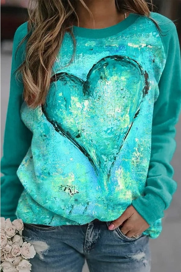 Fall Abstract Heart Sweater
