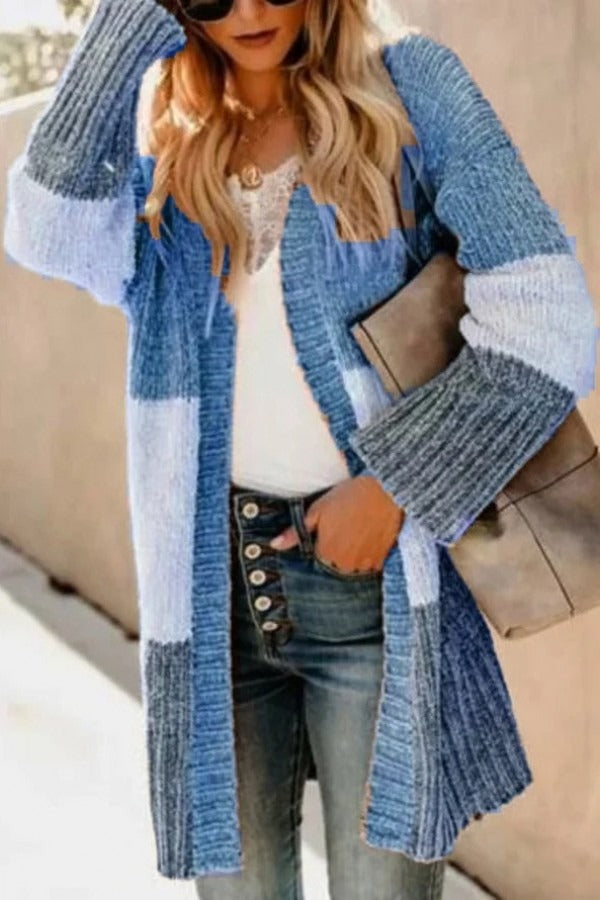 Fall Colorblock Knit Cardigan
