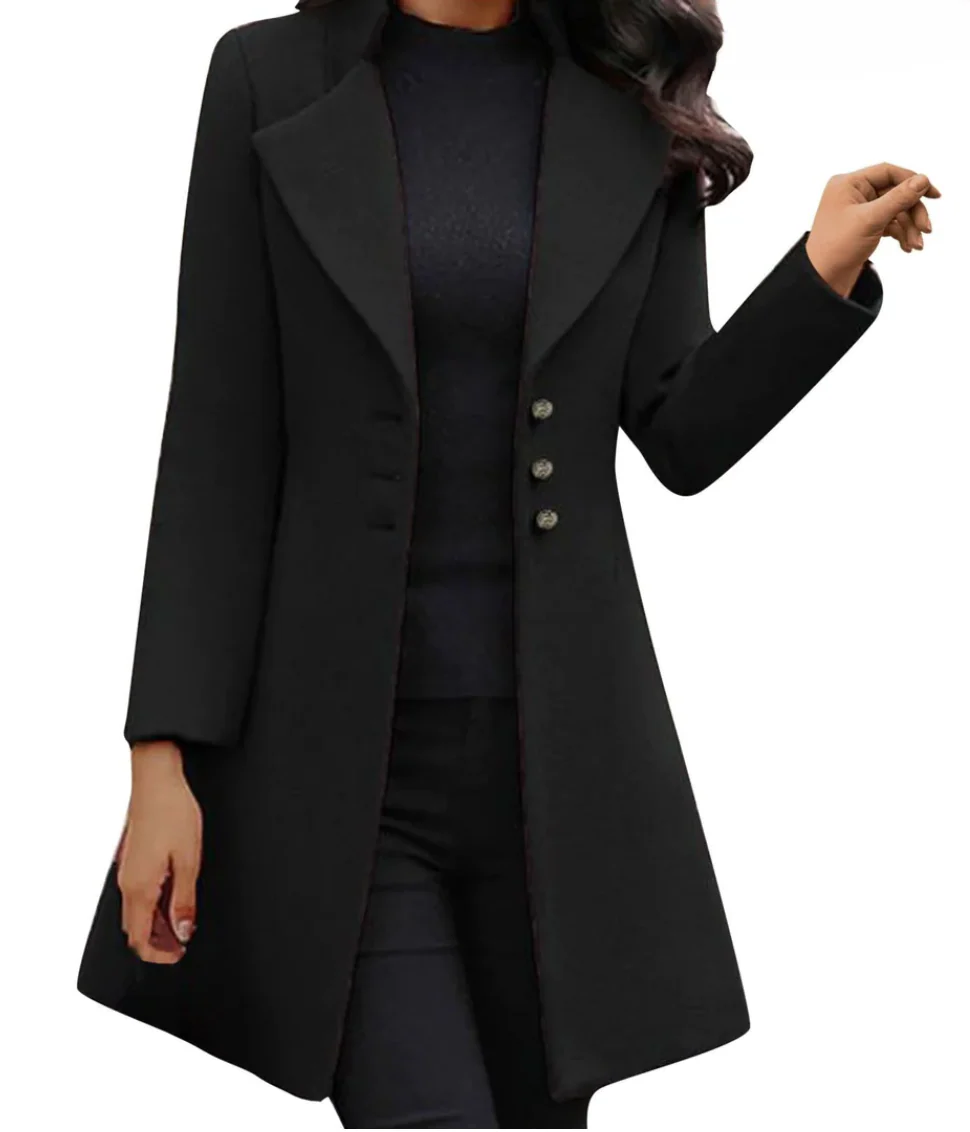 Fall Wide-Lapel Button Coat