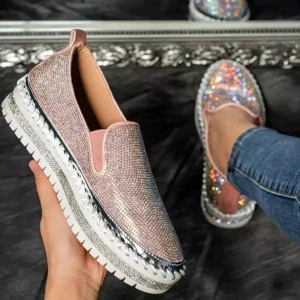 Rhinestone Slip-On Platform Sneakers