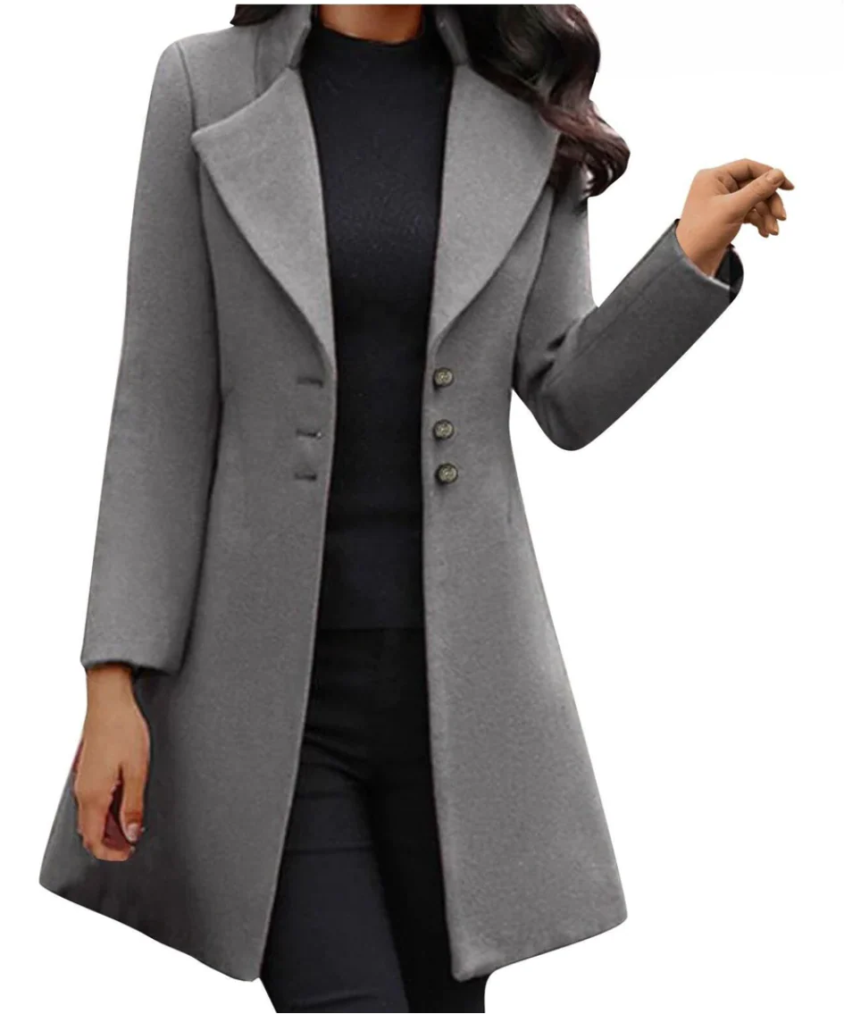 Fall Wide-Lapel Button Coat