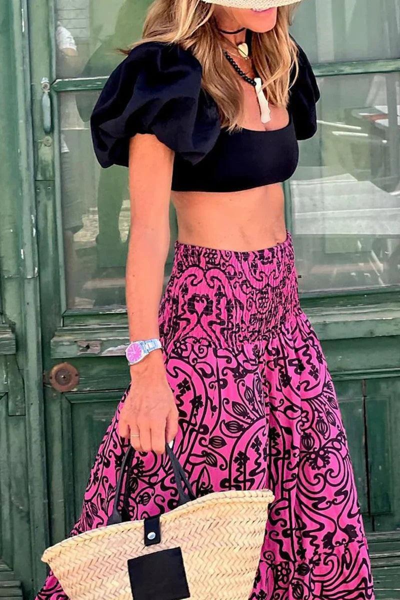 Tiered Floral Maxi Skirt